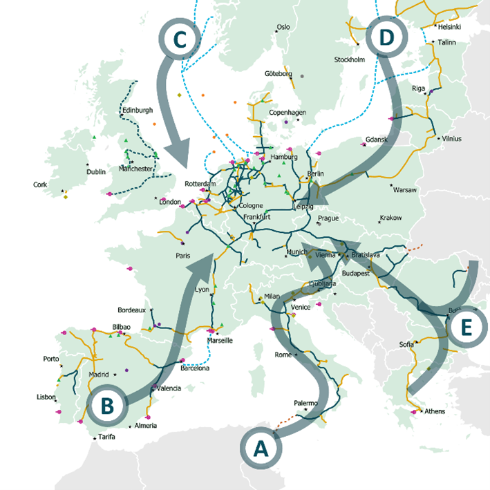 European Hydrogen Backbone in 2030